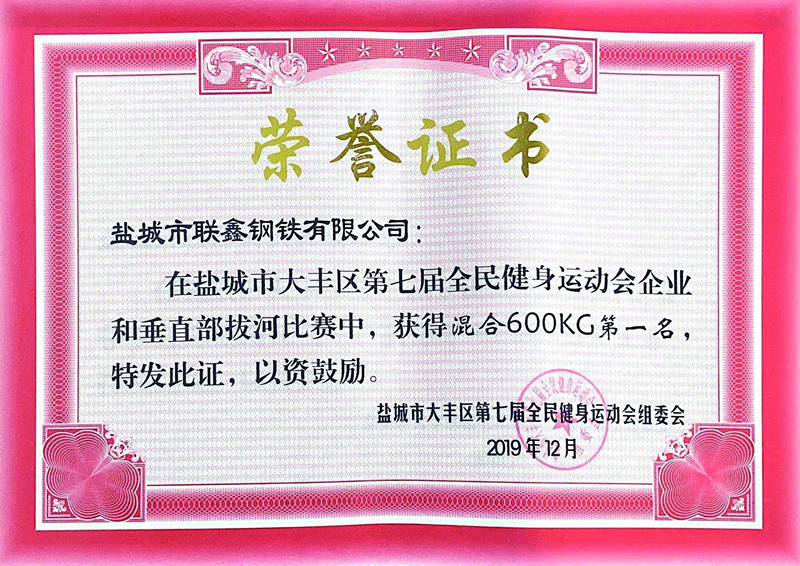 2019.12盐城市大丰区第七届全民健身运动会组委会混合600KG第一名